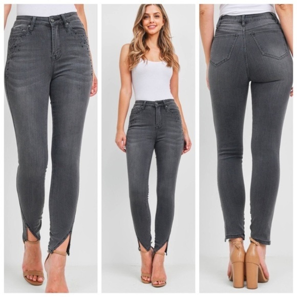 🆕Black Gray high-waist skinny jeans - Picture 2 of 6